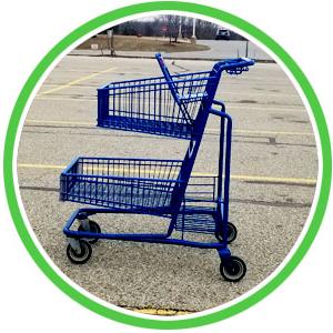 shopping cart in parking lot at cedar springs mi grocery store